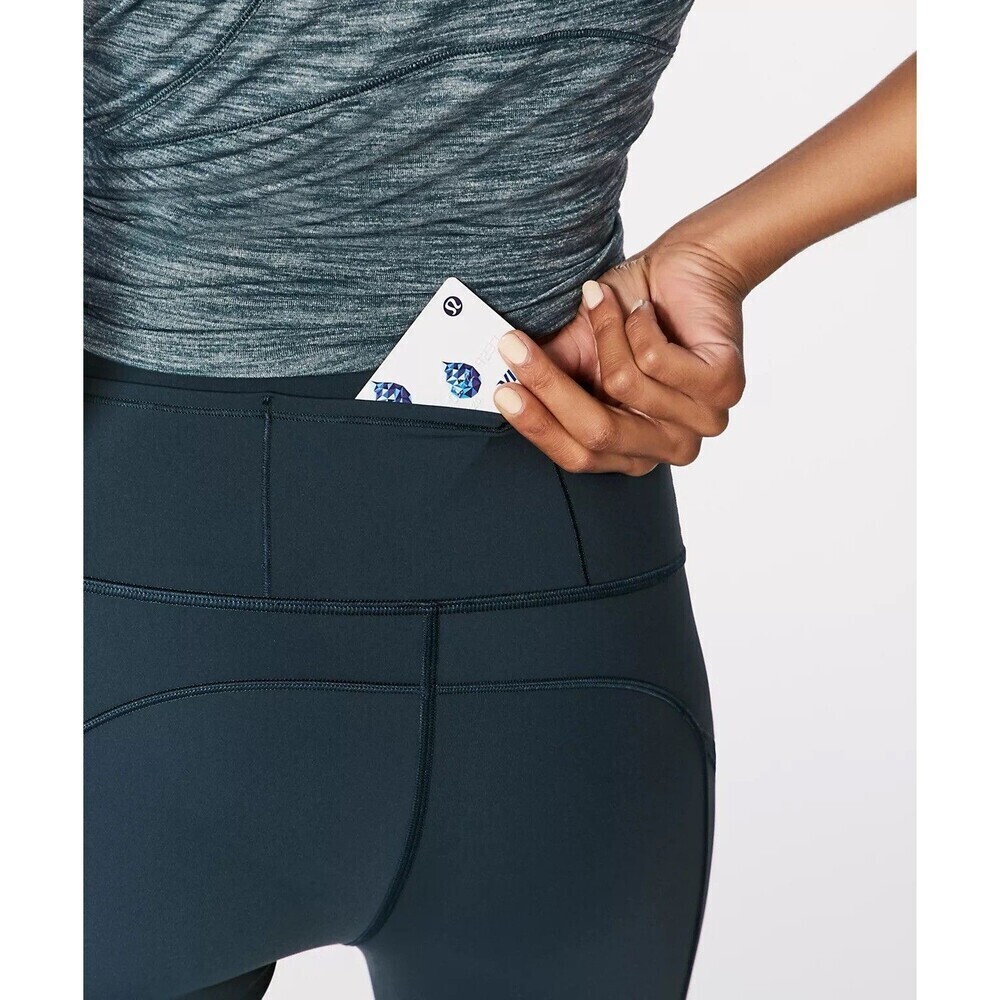Lululemon Fast Free Crop II *Nulux 19" Grey Eucalyptus Size 8 - Picture 4 of 14